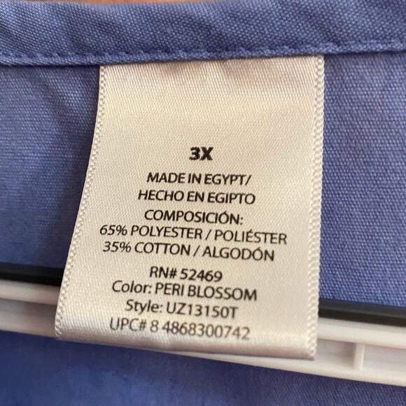 Blue Scrub Top Size 3XL Polyester Cotton Blend Work - Picture 3 of 3